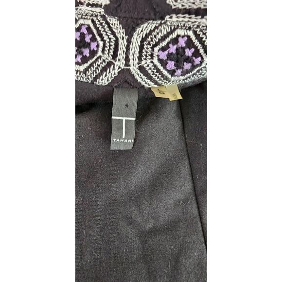 NWT $268 T Tahari Coat Long Line Jacket Embroidered Black White Size Large NEW - Picture 7 of 8